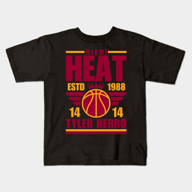 Miami Heat Herro 14 Basketball Retro Kids T-Shirt by ArsenBills